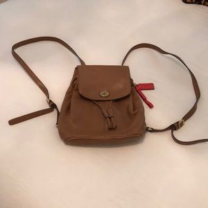Coach• Cognac leather, small backpack/purse•EUC🤎